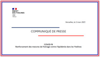 COVID-19 - Renforcement des mesures de freinage contre l’épidémie dans les Yvelines